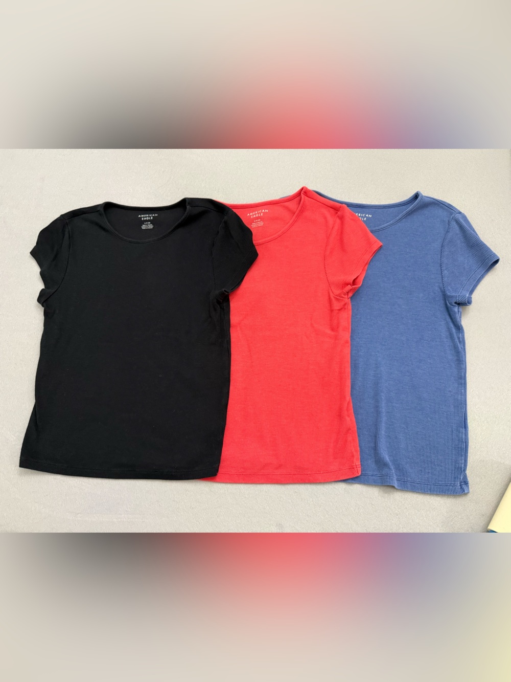 American Eagle Outfitters Short Sleeve Tee Set - Black, Red, Blue